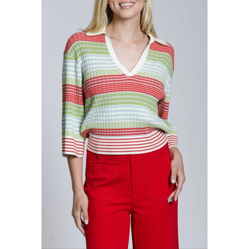 NEW APNY ribbed stripe polo in coastal rib